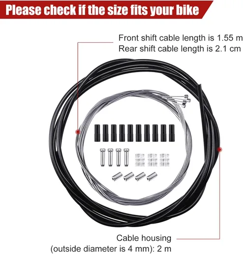 Vista 4 de Boao Paquete de 4 cables de engranaje de bicicleta para bicicletas, kit universal de cable de cambio de bicicleta de montaña, juego de transmisión