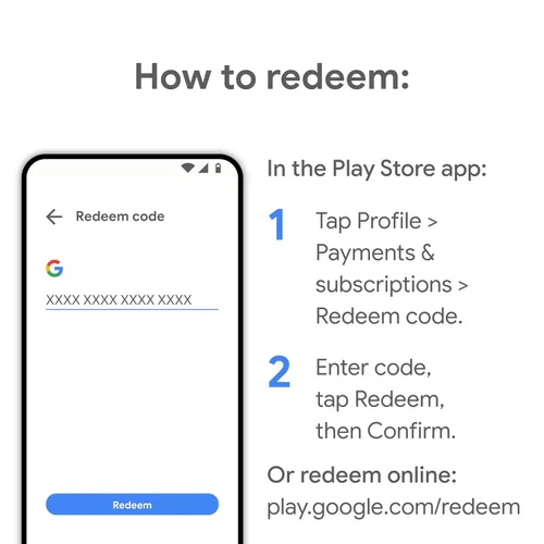 Vista 2 de Google Play gift code - new finds, old favorites, one card. Go Play. (Email or Text Message Delivery - US Only)