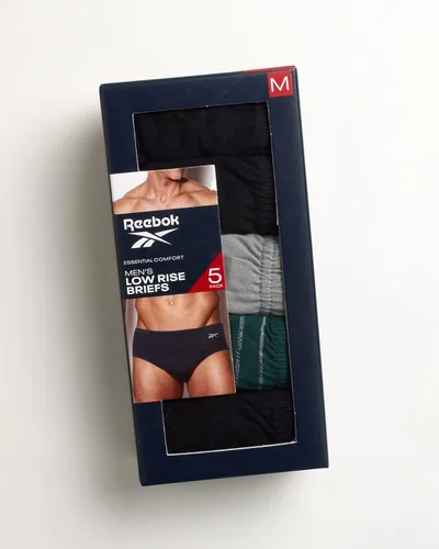 Vista 2 de Reebok Calzoncillos para hombre, paquete de 5 calzoncillos suaves y elásticos de tiro bajo para hombre con bolsa de contorno, ropa interior clásica