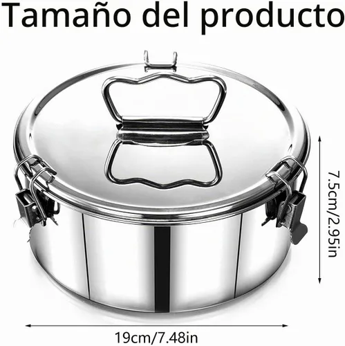 Vista 6 de Molde de flan con tapa, molde de acero inoxidable con asa, 1.5 cuartos de galón de gran capacidad, máquina de flan flanera de flanera de gran