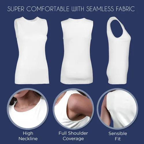 Vista 3 de Camiseta sin mangas para mujer - Algodón - Cuello alto, diseño de hombro completo