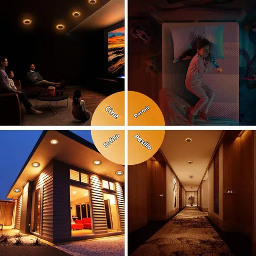Vista 10 de CycevSun Luces LED Empotradas de 4 Pulgadas con Luz Nocturna - Downlight Wafer Ultrafino Sin Lata para Exteriores, Iluminación de Sofito, Regulable