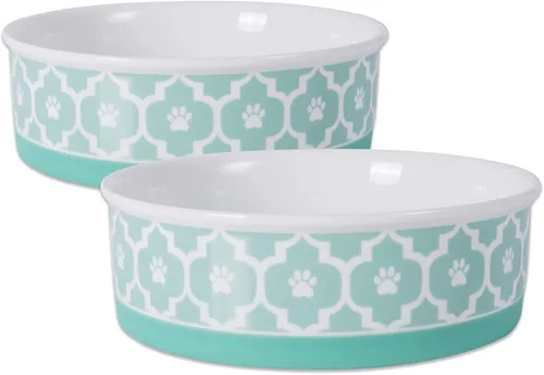 Vista 28 de Recipiente y contenedor para mascotas Bone Dry Lattice Collection, plato único, pequeño, 4.25x2 pulgadas, aguamarina