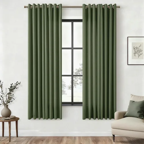 Vista 80 de Cortinas de avena con ojales DUKIYO de 96 pulgadas de largo para sala de estar, comedor, juego de 2 paneles, cortinas de arena y beige