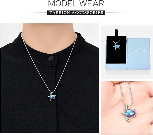 Vista 4 de Imrsanl Joyería de cremación de tortuga marina para cenizas, collar de recuerdo, urna conmemorativa, joyería para mascotas y seres humanos