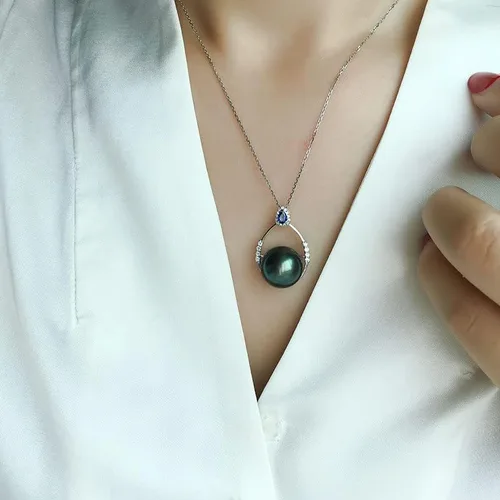 Vista 6 de Nonnyl Gifts for Wife -Tahitian BlackFreshwater Cultured Pearl Necklace for Women-Anniversary Birthday Mothers Day Valentines Day Christmas- Fine