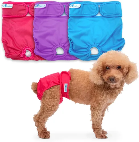 Vista 11 de Paw Inspired Pañales lavables para perros (paquete de 3) Pañales de tela reutilizables para perras pequeñas, medianas y grandes