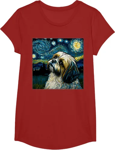 Vista 74 de Camiseta Surrealism Starry Night Shih Tzu Dog