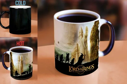 Vista 6 de Morphing Mugs El Señor de los Anillos (La Comunidad del Anillo) Taza de cerámica, color negro