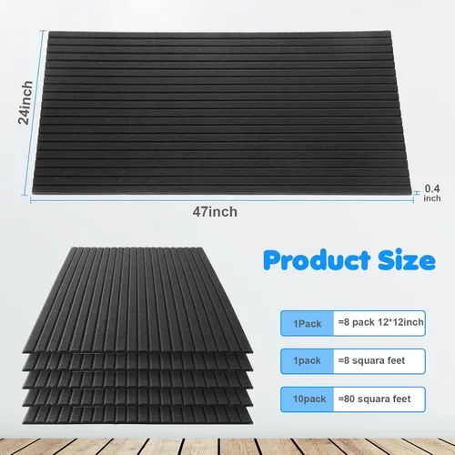 Vista 2 de Paquete de 10 paneles acústicos de pared de 47 x 24 pulgadas, grandes paneles autoadhesivos de absorción de sonido para el hogar, dormitorio, sala