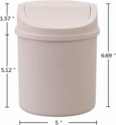 Vista 2 de Mini basurero de escritorio de 2 L, pequeño cubo de basura con tapa Rosa