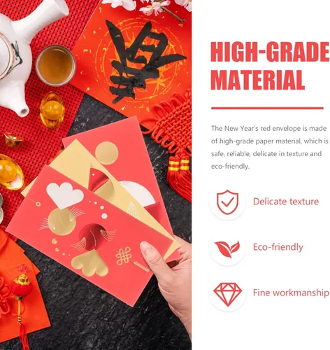 Vista 9 de ABOOFAN Sobres rojos de año nuevo chino: 12 unidades 2023 Año del conejo Paquete rojo Lucky Money Pockets Hong Bao Gift Money Sobres Feng Shui