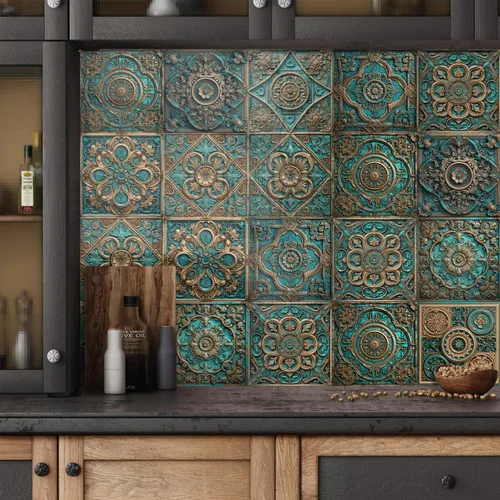 Vista 38 de Alwayspon Adhesivo para azulejos de pared moriscos para despegar y pegar, calcomanías de vinilo autoadhesivas para azulejos de cocina y baño, 4 x 4
