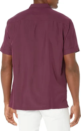 Vista 2 de Cubavera Camisa abotonada de manga corta con panel de bloque de color retro para hombre