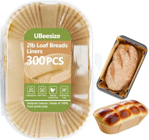 Vista 15 de UBeeize Forros para Molde de Pan de 2 lb, 100 PCS Forros para Molde de Pan para Hornear Pan 9x5, Forros Antiadherentes para Molde de Pan, Papel