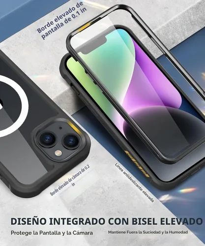 Vista 4 de Compatible con iPhone 14 Plus Funda, Protector de Pantalla Integrado, con Protector de Lente de Cámara, [Compatible con MagSafe] Funda de Cuerpo