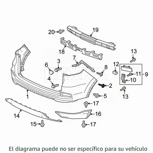 Vista 7 de Rexka 10 piezas de revestimiento del parachoques, revestimiento del guardabarros, protector de salpicaduras, tornillo de retención 90103-TA0-000
