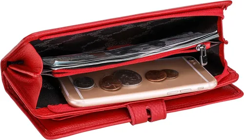 Vista 7 de Itslife Billetera para mujer, de gran capacidad, con bloqueo RFID, de cuero, para tarjetas de crédito, cartera con soporte para chequera