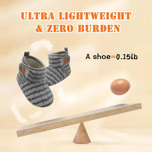 Vista 3 de BARERUN Pantuflas para niños y niñas, zapatos de casa para bebés, botines de invierno de felpa acogedora para niños, pantuflas cálidas y ligeras