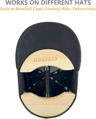 Vista 4 de Ensanchador de sombreros para sombreros ajustados de madera maciza para sombreros de vaquero, sombreros, gorras de béisbol para hombres y mujeres