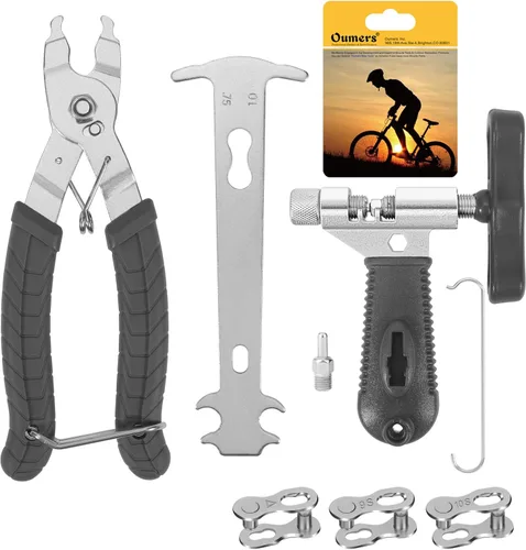 Vista 9 de Conjunto de herramientas de reparación de cadena de bicicleta Oumers, herramienta de rotura de cadena de bicicleta, alicates de eslabón maestro