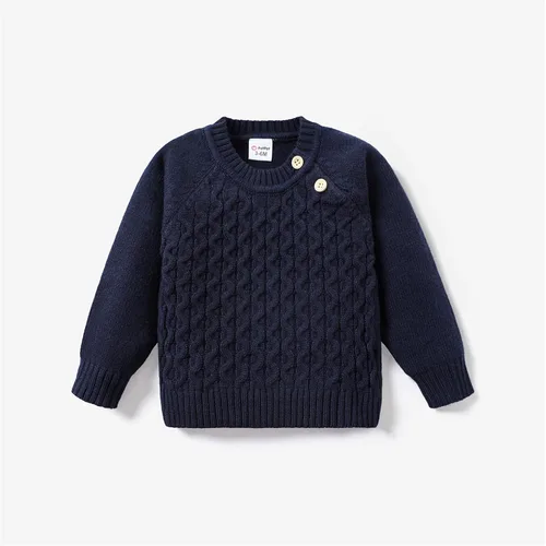 Vista 6 de PATPAT Baby Pullover Crewneck Sweater Long Sleeve Solid Color Infant Fall Winter Warm Clothes