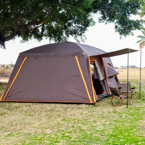 Vista 15 de KTT Extra Large Tent 12-14 Person,Family Cabin Tents,2 Bay-Windows,2 Rooms and 3 Doors 3 Windows with Mesh,Waterproof,Straight Wall,Double Layer,Big