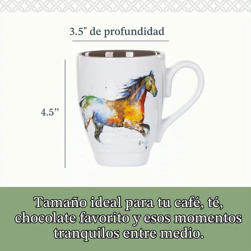 Vista 3 de Dean Crouser Running Horse - Taza de cerámica brillante con asa, color marrón, 16 onzas