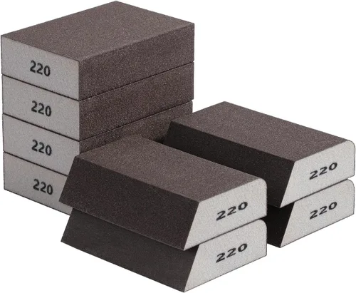 Vista 22 de Bates- Esponja de lijado, paquete de 4, surtido de grano 60/80/120/220, bloque de lijado lavable y reutilizable para madera, metal, paneles de yeso