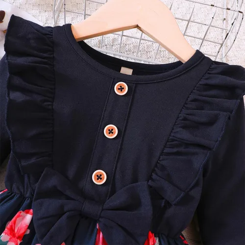 Vista 3 de VEOAY Vestidos casuales para niñas, para primavera, verano, otoño, lindo vestido de manga corta y manga larga, ropa de 1 a 8 años