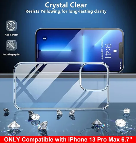 Vista 4 de SPIDERCASE Funda solo para iPhone 13 Pro Max, funda delgada compatible con iPhone 13 Pro Max de 6.7 pulgadas, transparente