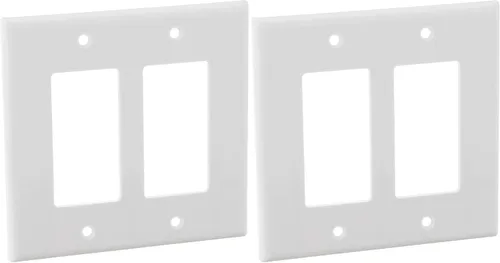 Vista 4 de Leviton 80609-T - Placa decorativa GFCI para pared, 2 ventanas, almendra clara (paquete de 2)