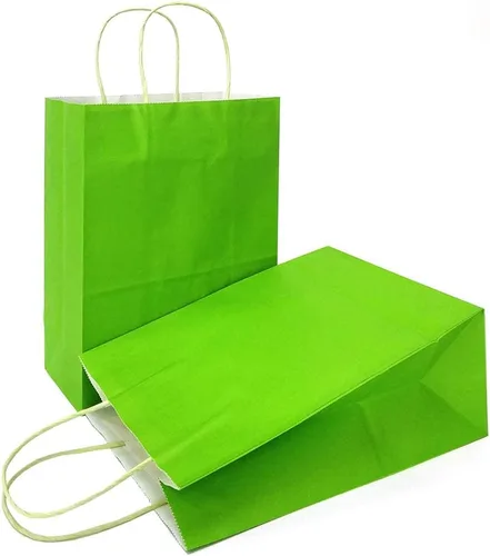 Vista 10 de AZOWA Bolsas de regalo de color azul claro, mini bolsas de papel kraft con asas para recuerdos de fiesta (4 x 2.4 x 6 pulgadas, azul, 12 unidades)