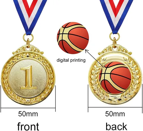 Vista 4 de Myartte Juego de 5 medallas de oro – Medallas de premio de estilo olímpico para deportes, competiciones, abejas de ortografía, recuerdos de fiesta