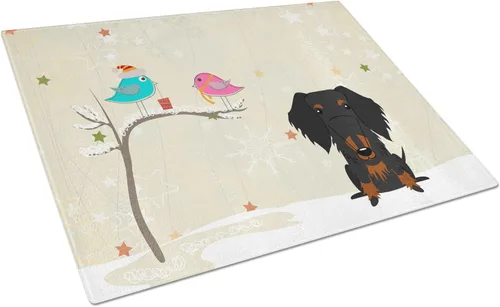Vista 82 de Caroline's Treasures BB2513LCB - Tabla de cortar de vidrio con texto en inglés "Christmas Presents between Friends" Airedale Terrier - Tabla