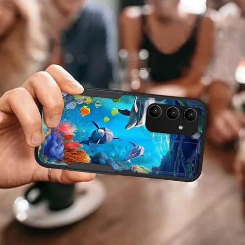 Vista 365 de Funda para Galaxy A14 5G, resistente de doble capa híbrida de policarbonato duro, goma suave, a prueba de golpes, funda protectora resistente