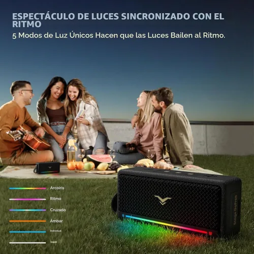 Vista 6 de Altavoces Bluetooth portátiles de 40 W, IP67 impermeable inalámbrico resistente con graves adicionales activos, entrada AUX/USB, Bluetooth 5.3
