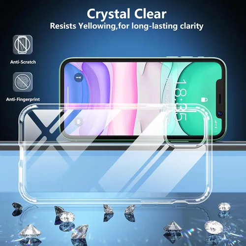 Vista 3 de SPIDERCASE Funda diseñada para iPhone 11, transparente, no amarillenta, funda delgada para iPhone 11 de 6.1 pulgadas (transparente)