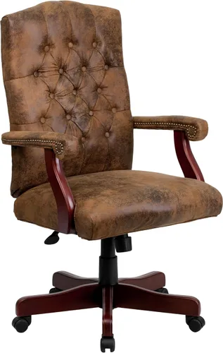 Vista 3 de BizChair Bomber Brown Classic Silla de oficina giratoria ejecutiva con brazos
