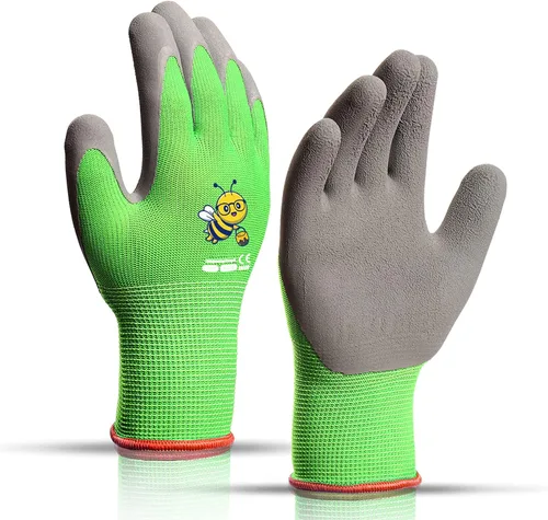 Vista 19 de KDK Guantes de jardinería para niños de 3 a 5 años, guantes de trabajo de patio para niños pequeños, jóvenes, niñas, niños, guantes de goma
