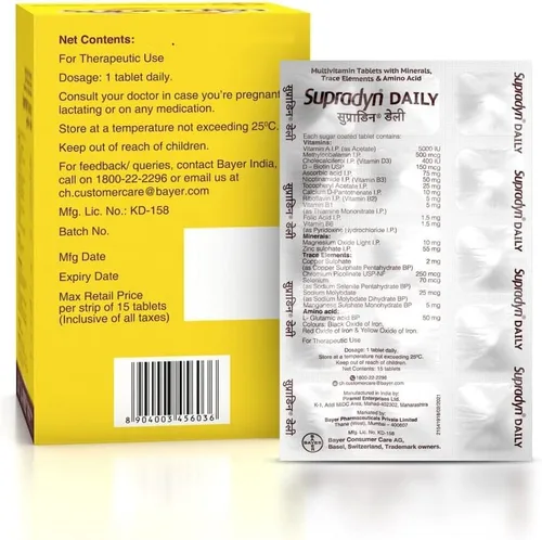 Vista 2 de SupradynS - Tabletas multivitamínicas diarias para hombres y mujeres con zinc esencial, 12 vitaminas, 5 oligoelementos para inmunidad diaria