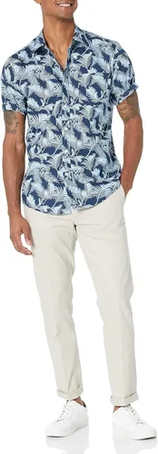 Vista 5 de Tienda Essentials Camisa estampada de manga corta ajustada para hombre