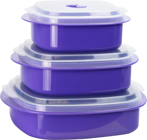 Vista 14 de Kit de 6 unidades de recipientes de cocina para microondas, vaporera y refrigerador, de Callypso Basics por Reston Lloyd, 1, Celeste