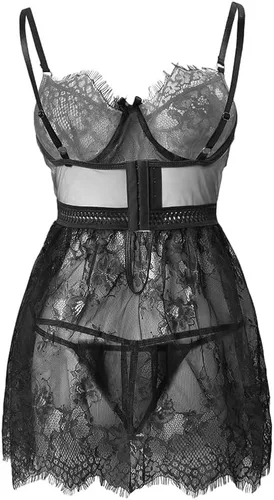 Vista 6 de Lilosy Ropa de noche sexy babydoll para mujer