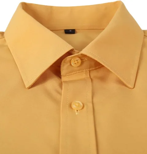Vista 54 de corfty Camisa de vestir de manga larga para hombre, ajuste regular, elástica, sin arrugas, casual, con botones
