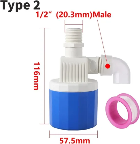 Vista 4 de 1PC 1/2" 3/4" Automatic Water Level Control Valve Float Ball Tank Tower Pool Switch Inlet Stop(Type 2)
