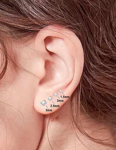 Vista 3 de FANSING 316L Surgical Steel Threadless Push Pin Birthday Stone Labret Studs 20g