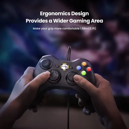 Vista 6 de VOYEE Controlador de PC controlador con cable compatible con Microsoft Xbox 360 y SlimPC Windows 1087 con joystick mejorado doble choque Mejorado