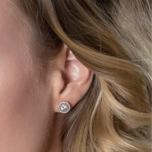 Vista 5 de A+O Regalo de dama de honor, poste de cristal o aretes de clip en plata, oro, oro rosa