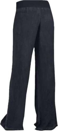 Vista 2 de FUMOOD Pantalón bohemio de lino para mujer, talla pequeña a grande, ligero, cintura alta, pierna ancha, pantalones de yoga, pantalones de gasa